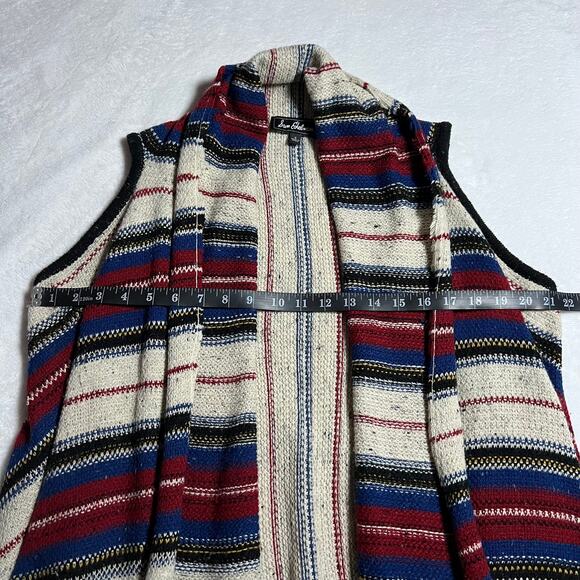 Sam Edelman Stripe Southwestern Elsie Vest Waterfall Hem Shawl Size Small Boho - Picture 7 of 8